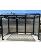 Pensilina 4 moduli in acciaio verniciato con copertura e parete di fondo in policarbonato alveolare - cm 429x158,8x239,5h