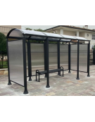 Pensilina 4 moduli in acciaio verniciato con copertura e parete di fondo in policarbonato alveolare - cm 429x158,8x239,5h