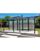 Pensilina 5 moduli in acciaio verniciato con copertura e parete di fondo in policarbonato alveolare - cm 534x158,8x239,5h