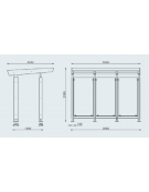 Pensilina attesa autobus, struttura acciaio e rivestimento in legno, parete fondo vetro e copertura policarbonato - cm L300