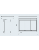 Pensilina attesa autobus, struttura in acciaio, parete fondo in vetro e copertura in policarbonato - cm 300x203,2x238h