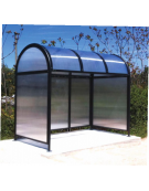 Pensilina 2 moduli, in acciaio verniciato, con tetto e parete di fondo in policarbonato - cm 216,5x172,5x284,8h