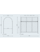 Pensilina 3 moduli, in acciaio verniciato, con tetto e parete di fondo in policarbonato - cm 317,5x172,5x284,8h