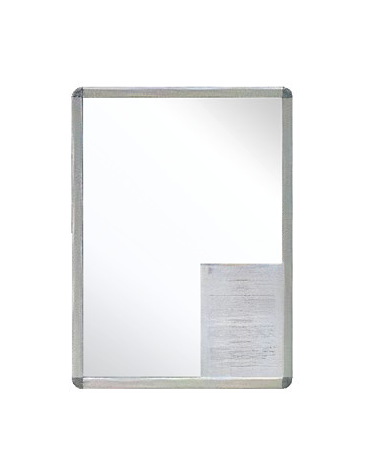 Bacheca da fissare su parete di fondo, per pensilina in policarbonato compatto trasparente