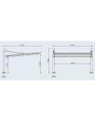 Pensilina bifacciale per auto, modulo per composizione in tubolare di acciaio, copertura in lamiera - cm 486,1x1011,4x338,8h
