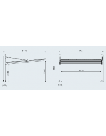Pensilina bifacciale per auto, modulo per composizione in tubolare di acciaio, copertura in lamiera - cm 486,1x1011,4x338,8h