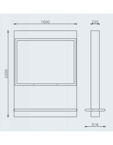 Bacheca monofacciale in acciaio zincato e verniciato - Da tassellare - cm 160x220h