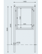 Bacheca bifacciale in acciaio zincato e verniciato con ante in vetro, da inghisare - cm 140x8x300h