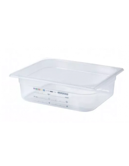 Bacinella contenitore GN 1/2 in polipropilene IML con etichetta permanente costampata e scala graduata - mm 325x265x65h