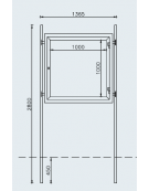Bacheca bifacciale in acciaio zincato e verniciato, con pannelli cm 100x100. Da inghisare - cm 136,5x280h