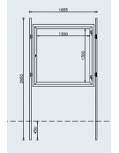 Bacheca monofacciale in acciaio zincato e verniciato, con pannello di cm 130x130. Da inghisare - cm 165,5x295h