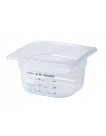 Bacinella contenitore GN 1/6 in polipropilene IML con etichetta permanente costampata e scala graduata - mm 176x162x150h