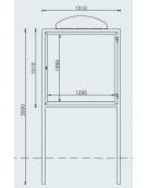 Bacheca in acciaio zincato e verniciato, anta apribile in vetro, pannello espos. cm 130×130 -  da inghisare - cm 151x300h