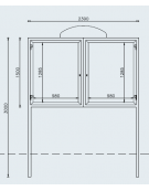 Bacheca in acciaio zincato e verniciato, ante in vetro, pannelli esposi. cm 200×130, 2 ante - da inghisare  - cm 239x300h