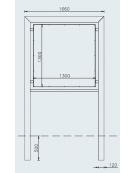 Bacheca in acciaio zincato e verniciato, con pannello semplice bifacciale di cm 130x130 - dim tot cm 166x299,5h