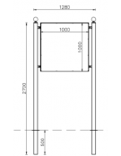 Bacheca in acciaio zincato con pannello in alluminio cm 100x100 - Da inghisare - Larghezza esterna cm 128