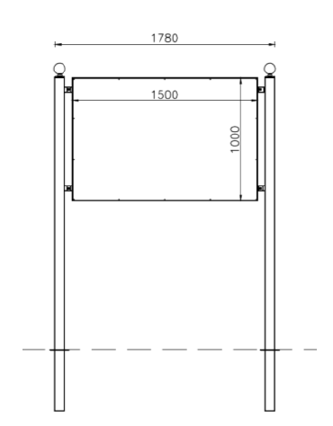 Bacheca in acciaio zincato con pannello in alluminio cm 150x100 - Da inghisare - Larghezza esterna cm 178