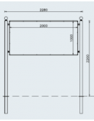 Bacheca in acciaio zincato con pannello in alluminio cm 200x100 - Da inghisare - Larghezza esterna cm 228