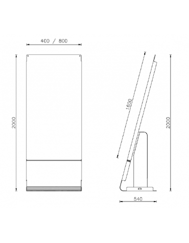 Leggio in lamiera di acciaio piegata, zincato e verniciato per esposizione - da tassellare - cm 40x54x200h