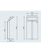Leggio per esposizione in lamiera di acciaio piegata, zincato e verniciato - cm 55x33,6x108h