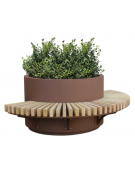 Fioriera circolare con seduta in legno di pregio e struttura in acciaio zincato e verniciato - cm Ø 120x75h