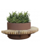 Fioriera circolare con seduta in legno di pregio a 180° e struttura in acciaio zincato e verniciato - cm Ø120x75h