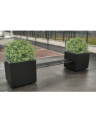 Panchina con fioriere laterali e seduta in acciaio, realizzata in acciaio zincato e verniciato - cm 300.5x70x70h