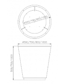 Fioriera conica realizzata in acciaio inox - cm 100x100x100h