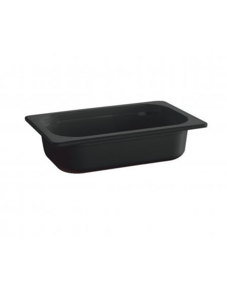 Bacinella contenitore GN 1/4 in melamina - colore nero - capacità Lt 1,4 - mm 265X160x65h