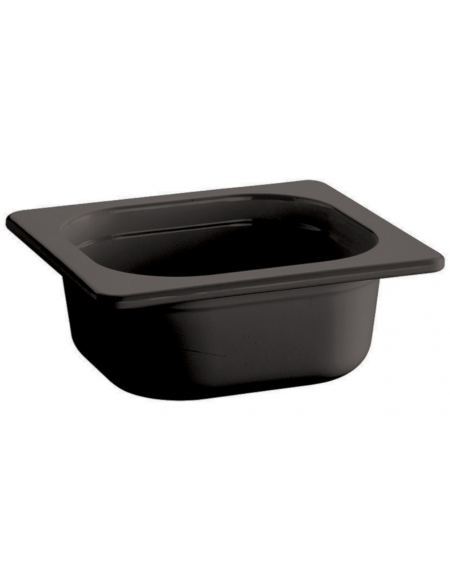 Bacinella contenitore GN 1/6 in melamina - colore nero - capacità Lt 0,8 - mm 175X160x65h