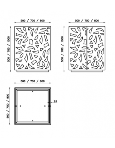 Fioriera quadrata di desing, in acciaio zincato e verniciato - con contenitore interno - cm 70x70x70h