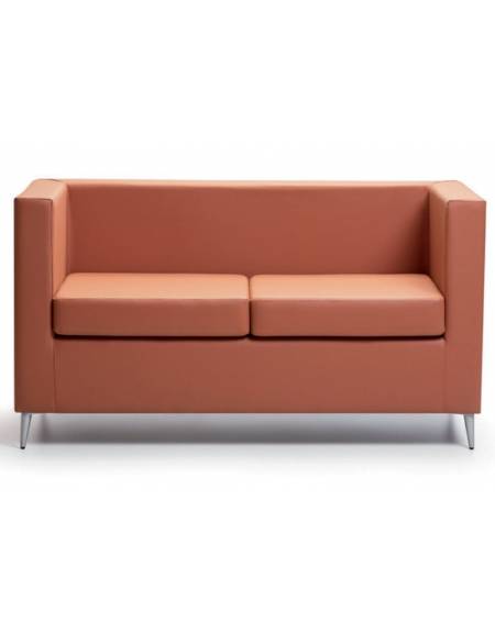 Divano ignifugo in classe 1IM a 2 posti per ufficio e sale d’attesa-Rivestimento tessuto ignifugo - cm 128x63x68h
