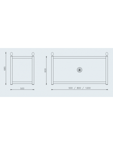 Fioriera quadra realizzata in acciaio zincato e verniciato - cm 50x50x60h