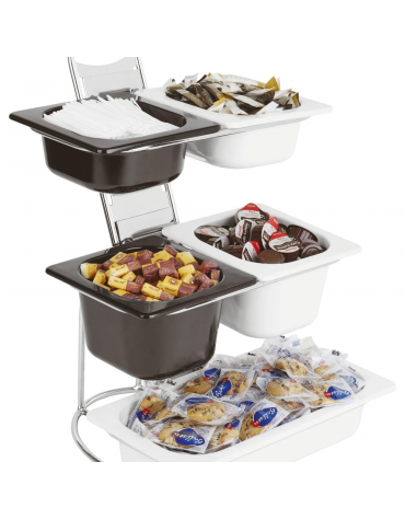 Espositore buffet in acciaio cromato per bacinelle GN 1/3 - mm 31,5x32x48h