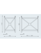 Fioriera zincata e verniciata di forma quadrata, dotata di fori di scolo - con contenitore in alluminio - cm 120x80x112,3h