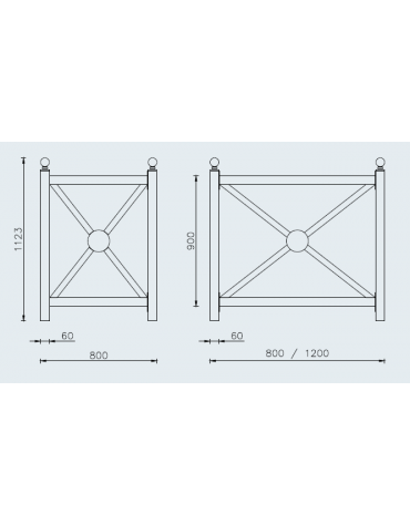 Fioriera zincata e verniciata di forma quadrata, dotata di fori di scolo - con contenitore in alluminio - cm 120x80x112,3h