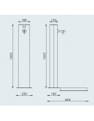 Fontana con struttura rettangolare, in acciaio zincato e verniciato, rubinetto in ottone e caditoia in ghisa - cm 18x12x100h