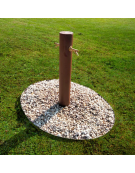 Fontana con struttura tonda in acciaio zincato e verniciato, con rubinetto in ottone e caditoia in ghisa - cm Ø15,2x73x100h