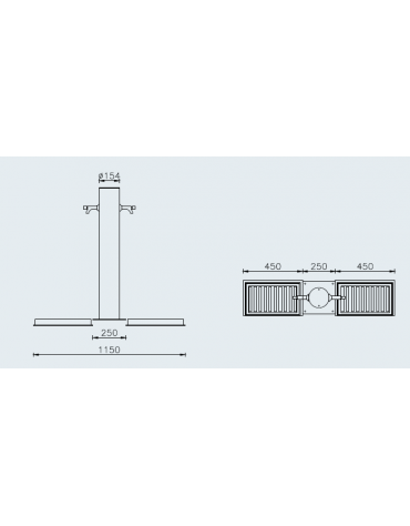 Fontana doppia con struttura in acciaio inox, completa di rubinetti in inox e caditoie in ghisa - cm 115x15,4x100h