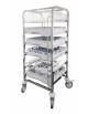 CARRELLO INOX PORTA PER CESTELLI LAVASTOVIGLIE - CAPACITA' N° 6 CESTELLI CM 50X50 - 4 RUOTE DI CUI 2 CON FRENO