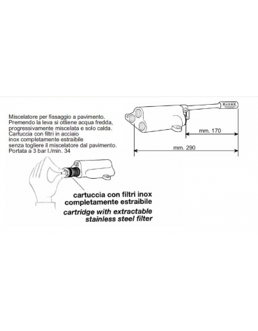 Miscelatore monopedale acqua calda e fredda