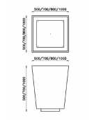 Fioriera quadrata in acciaio zincato e verniciato con base in acciaio inox - cm 80X80X100h