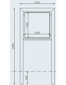 Bacheca in acciaio zincato e verniciato, con pannello semplice bifacciale di cm 100x100 - dim tot 136x299,5h