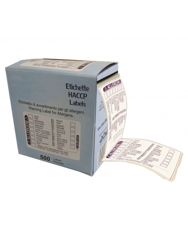 Etichette adesive con i 14 allergeni prestampati - confezione da 500 etichette
