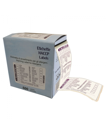 Etichette adesive con i 14 allergeni prestampati - confezione da 500 etichette