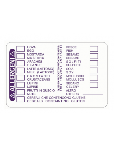 Etichette adesive con i 14 allergeni prestampati - confezione da 500 etichette