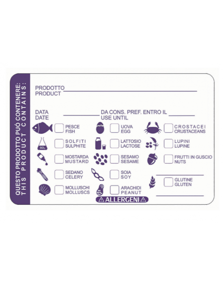 Etichette adesive allergeni - confezione da 500 etichette - cm 7x4,5