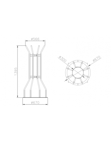 Salvapiante verticale in acciaio zincato e verniciato - cm Ø67x30x139,5h - griglia esclusa