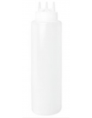 Flacone dosatore triplo ugello in polietilene, colore bianco - capacità ml 700