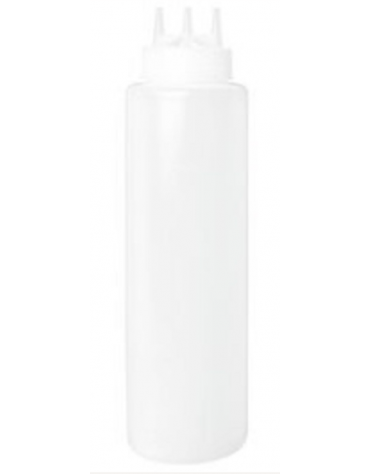 Flacone dosatore triplo ugello in polietilene, colore bianco - capacità ml 700